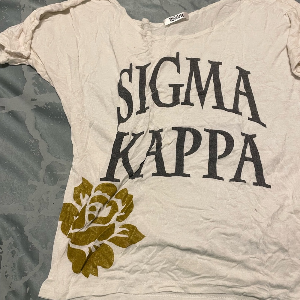 Sigma Kappa White and Gold Women's Top off the shoulder